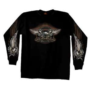   Hot Leathers Black XX Large Iron Eagle Long Sleeve T Shirt Automotive
