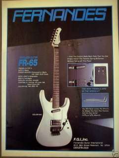 1987 FERNANDES Revolver Guitar FR 65 vintage music ad  