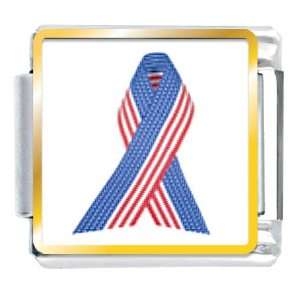   Patriotic Ribbon Flag Italian Charms Bracelet Link Pugster Jewelry