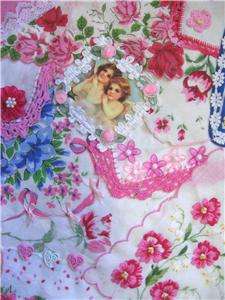 Mini Hankie Victorian Angel Shabby Chic Pink Art Quilt  