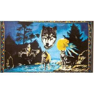 HOWLING WOLVESWALL RUG/THROW 5FT X 3FT approx.