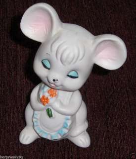 VTG pink MOUSE figurine COUNTRY ceramic BIG eared MOUSE  
