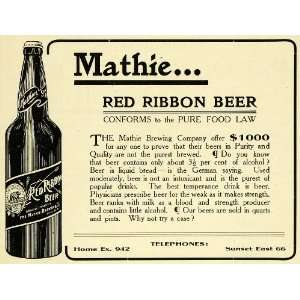   Brewing Red Ribbon Beer California   Original Print Ad