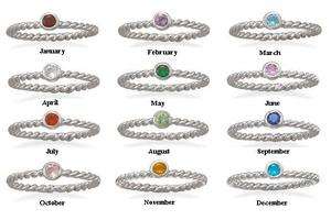   Silver Stackable Birthstone Ring   Mothers Day Gift   925 Jewelry