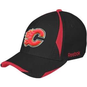 Reebok Calgary Flames Black Player 2nd Season Flex Fit Hat (Large/X 