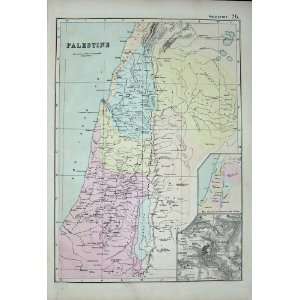 Bacon World Atlas 1891 Map Palestine Plan Jerusalem 