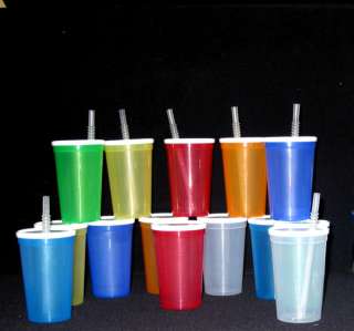 25  20 OZ. PLASTIC DRINKING GLASSES LID STRAW LARGE CUP  