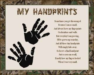 CAMOUFLAGE Baby Handprints Scrapbook Poem Print  