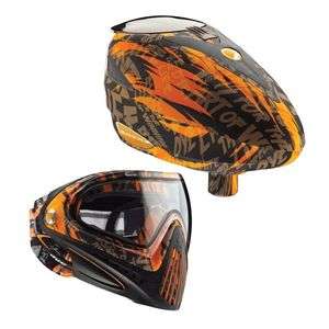   Paintball Loader Hopper + i4 Goggle Mask Combo   Orange Tiger  