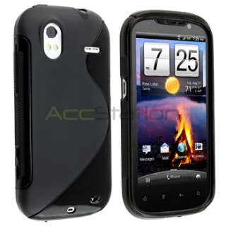 Black S Curve TPU Gel Skin Case Cover For HTC Amaze 4G New  