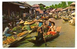 Bankok Thailand Vintage Postcard View Floating Market  