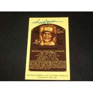 New York NY Yankees Reggie Jackson Auto Signed Yellow HOF Plaque Post 
