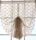   floral chic embroidery pink sheer voile pull up cafe kitchen curtain