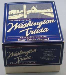 Rare Metropolitan Washington Trivia Playing Cards  
