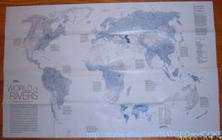   Geographic MAP Poster APRIL 2010 WORLD RIVERS   WATER Footprint  