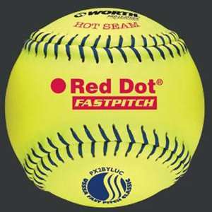 Worth 12 USSSA Classic Red Dot Fastpitch Softball YELLOW   BLUE STITCH 