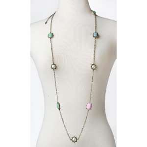  Vintage Inspired Pastel Beaded Chain Necklace Jewelry