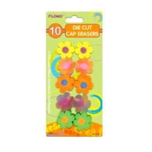  10 Die Cut Flower Cap Erasers (Schools Supplies) Toys 