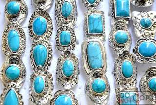 Wholesale bulk lots30 Turquoise Tibet silver Rings free  