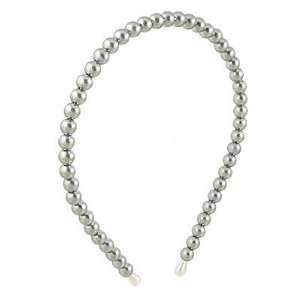  Ladies Silvery Grey Plastic Pearls Beads Design Hair Hoop 