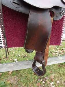 16 Seat Used Simco Plain Leather Round Back Western Saddle, #3822 50 