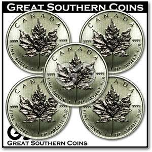 2012 Canadian Maple Leaves 5   1 oz FINE SILVER Coins **ALL GEMS 