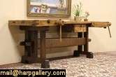 Antique Woodworker Work Bench, Kitchen Island Wine Table  