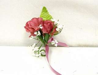 PINK MAUVE Carnation Boutonniere Silk Wedding Flowers  