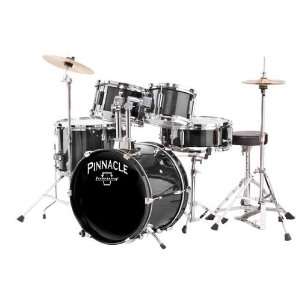   Pinnacle Complete 5 Piece Junior Drum Set (Black) Musical Instruments