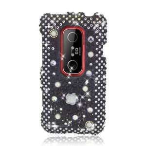  HTC EVO 3D Full Diamond Graphic Case   Flowers on Black (Free 