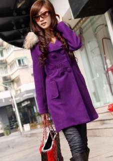   Collar Womens Long Coat Black Red Yellow/Mustard Blue Purple S  