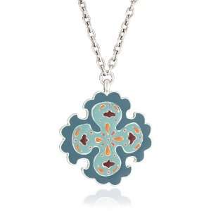 Lucky Brand Suzani Silver Tone Blue Enamel Pendant Necklace