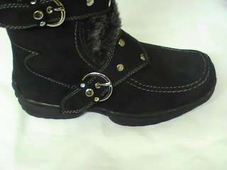 Black Suede Boots w/Fur & Buckles  jessica8#2 Yth Sz 9  