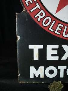WOW** RARE TEXACO DOUBLE SIDED FLANGE PORCELAIN SIGN GREAT 
