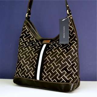 Tommy Hilfiger Black Logo Handbag Purse Hobo Bag  