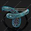 Blue rhinestone leaf Vintage cuff bangle bracelet  