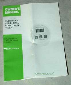 1986 OWNERS MANUAL MICRONTA ELECTRIC TIMER #63 879  