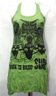 OWL Bird T Shirt Mini Tank Dress TOP Hippie Tunic Sz S  
