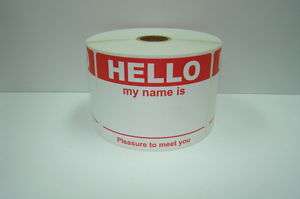 50 3.5x2.375 RED ptmy Hello My Name Is Name Tag Labels  