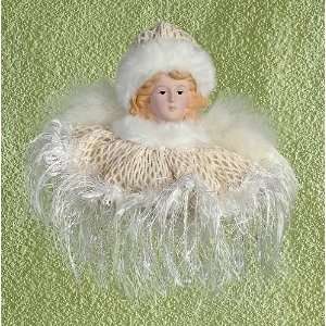   & Fur Crocheted Angel Bust Christmas Ornament #39262