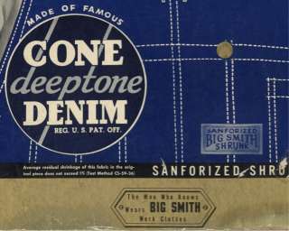 Rare 1930s Big Smith Denim Jeans Counter Display Sign  