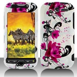  HTC myTouch 4G Red Flower on White Hard Case (free Special 