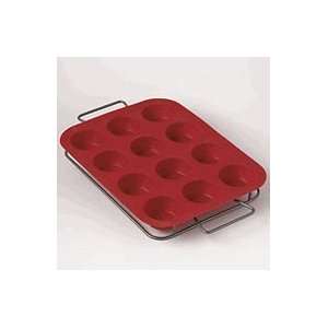  Hoffritz RED Silicone Nonstick 12 Cup Muffin Pan with Non 
