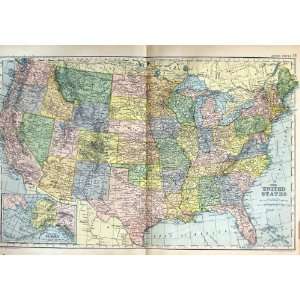   1901 Map United States America Alaska Florida Mexico