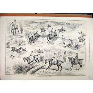  Horses Running Jumping 1887 Wight Downs Dog Hunting