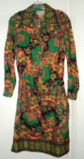 NOS Avalon Classics Green Floral Shirtdress 14 VINTAGE  