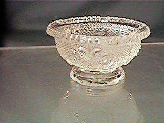 Sandwich Lacy Glass Miniature Footed Bowl Tulip Design  