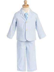 Boys Light Blue Striped Seersucker Suit   3775BLUE  
