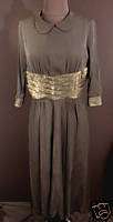 VINTAGE 1940S BLACK RAYON CREPE EVENING DRESS  