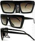 Flat Top Wayfarer Sunglasses Retro KISS Smoke Lens Black K41